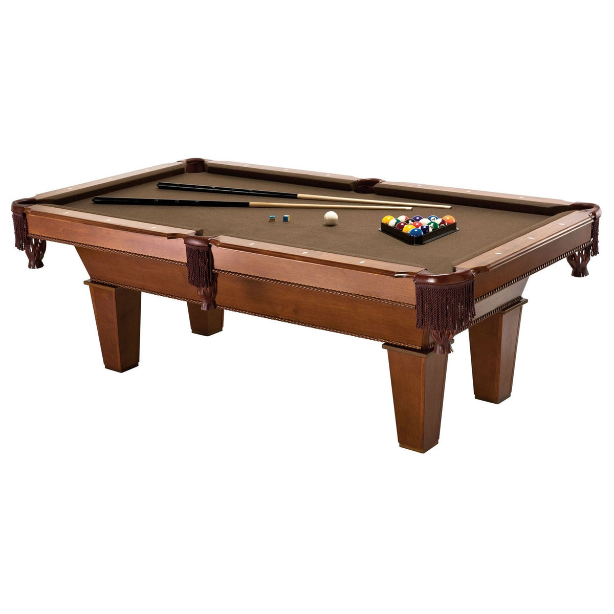 7-Foot Pool Table with Brown Wool Cloth & Accuslate Surface