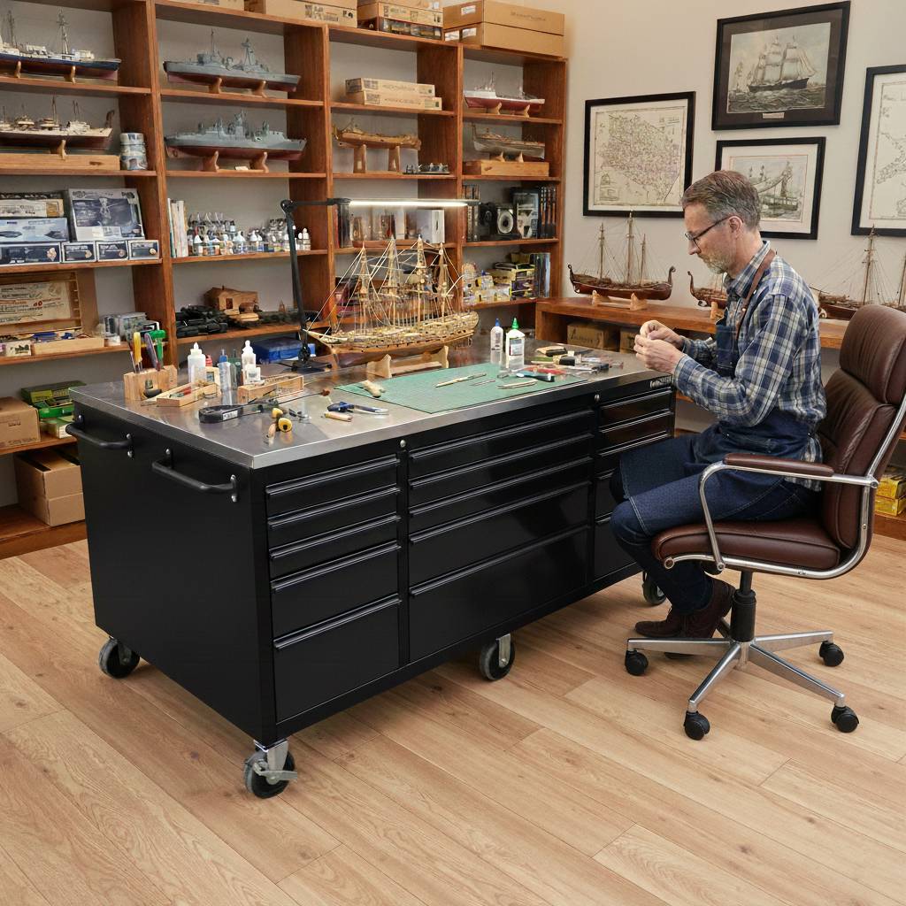 GTools 71-Inch Garage Island Workbench with 15 Drawers