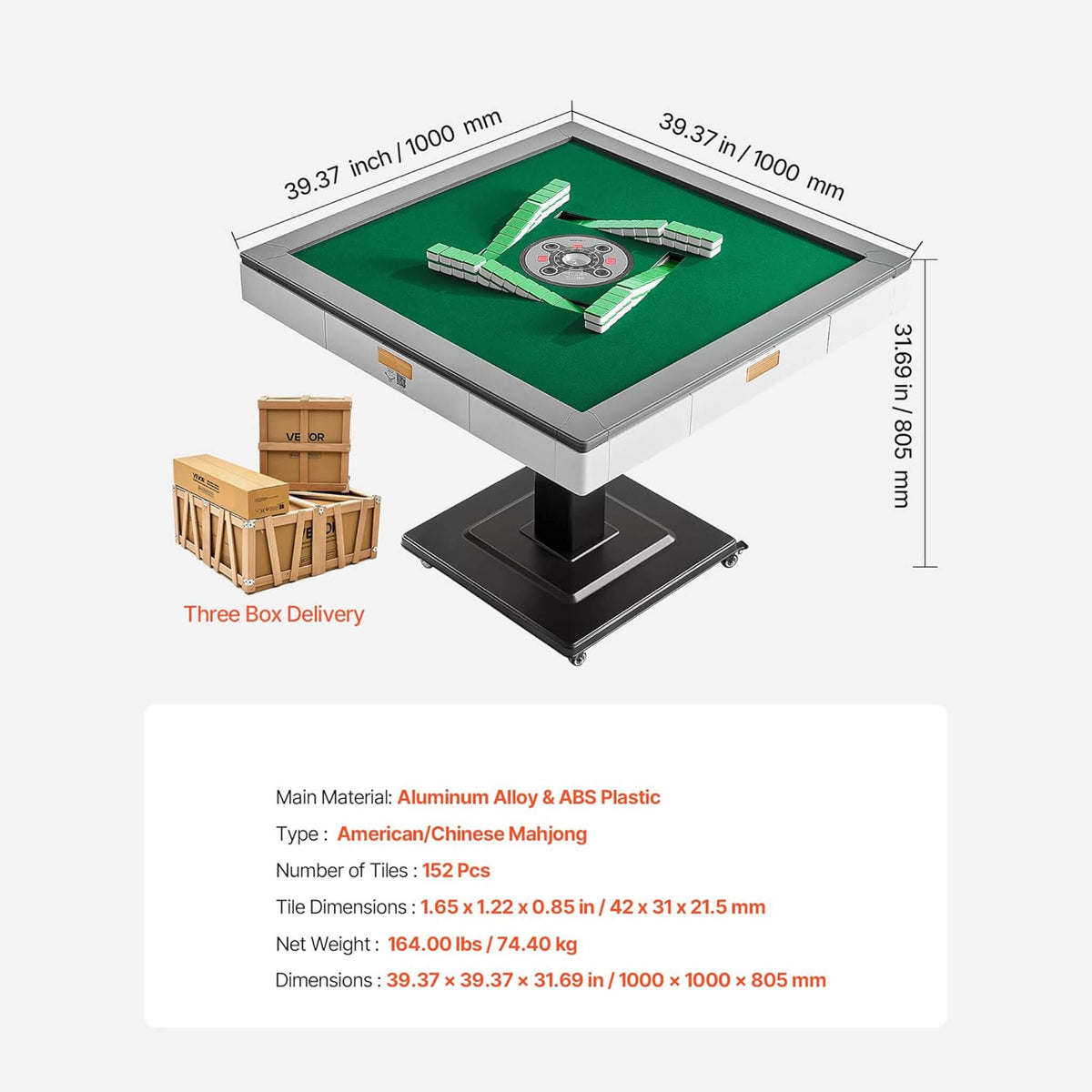 Automatic Foldable Mahjong Table with 164 Tiles