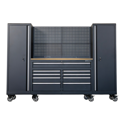 100-Inch Rolling Tool Chest Workstation with Pegboard & Power