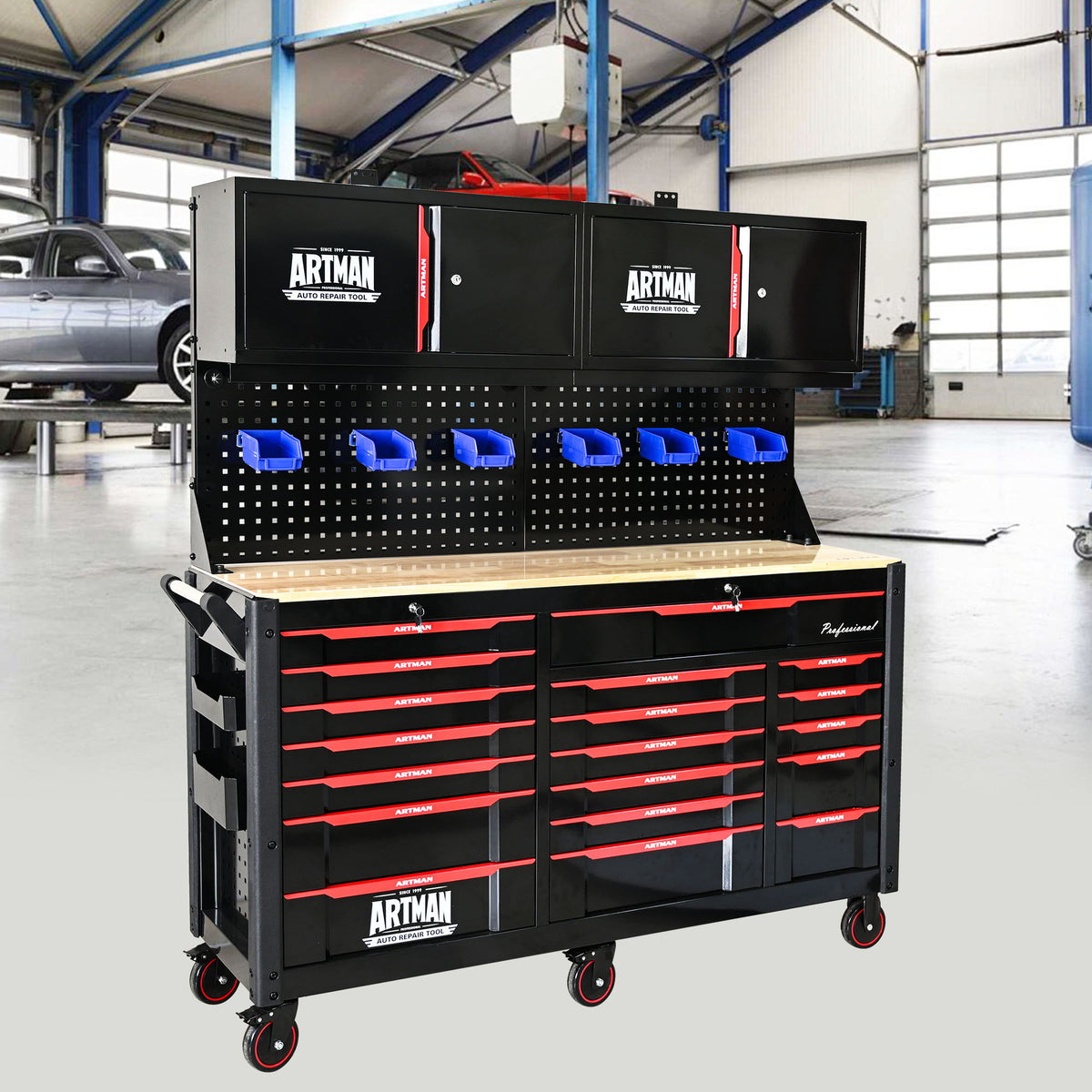 19-Drawer Heavy-Duty Mobile Tool Cart with Locking Wheels
