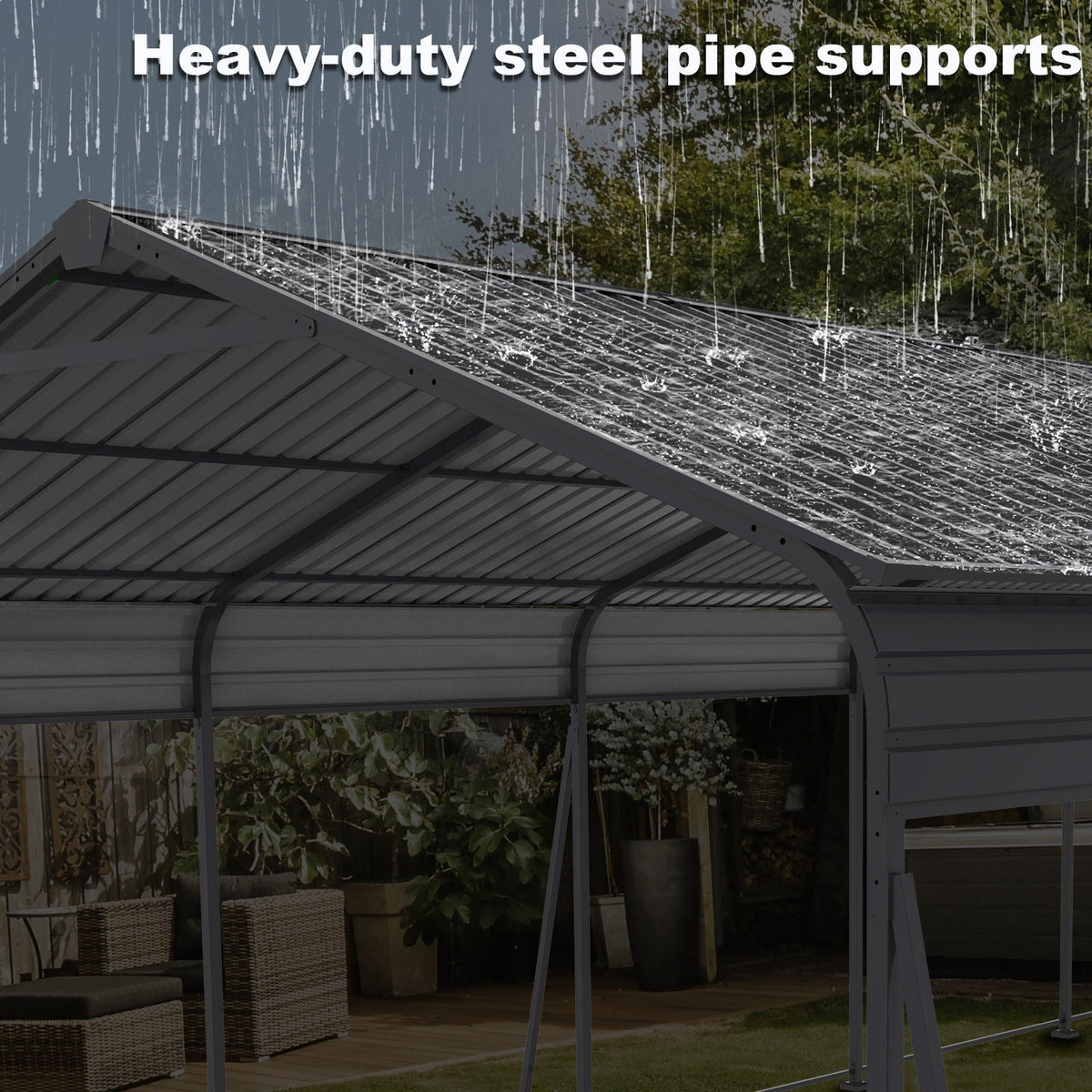 13x26.5-Foot Galvanized Steel Carport – 100 MPH Wind Rating