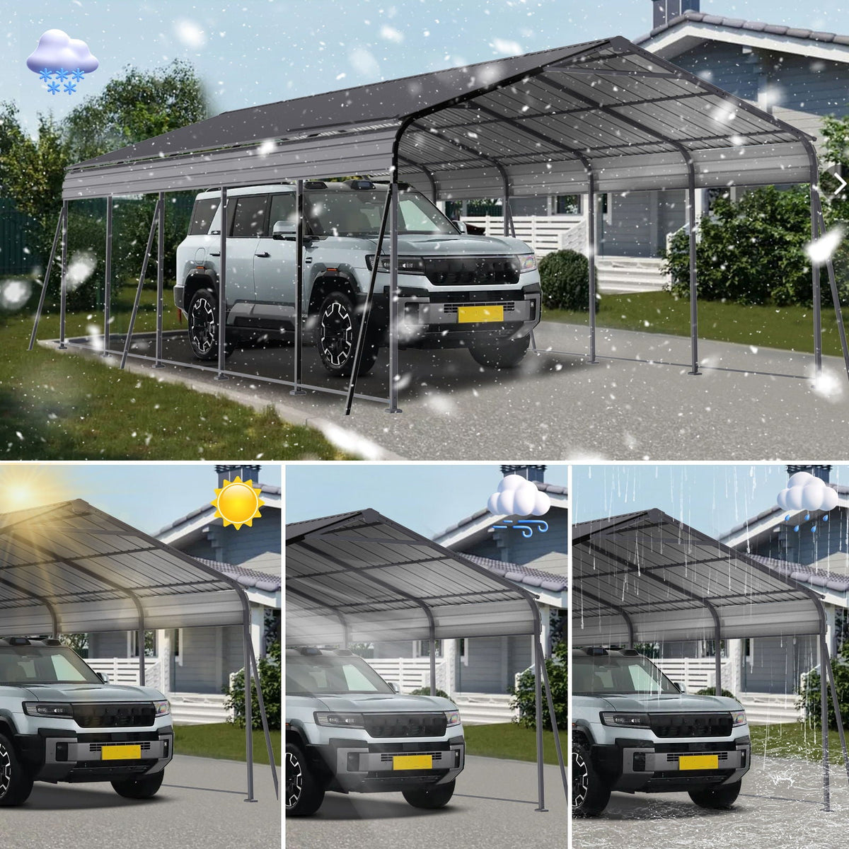 13x26.5-Foot Galvanized Steel Carport – 100 MPH Wind Rating