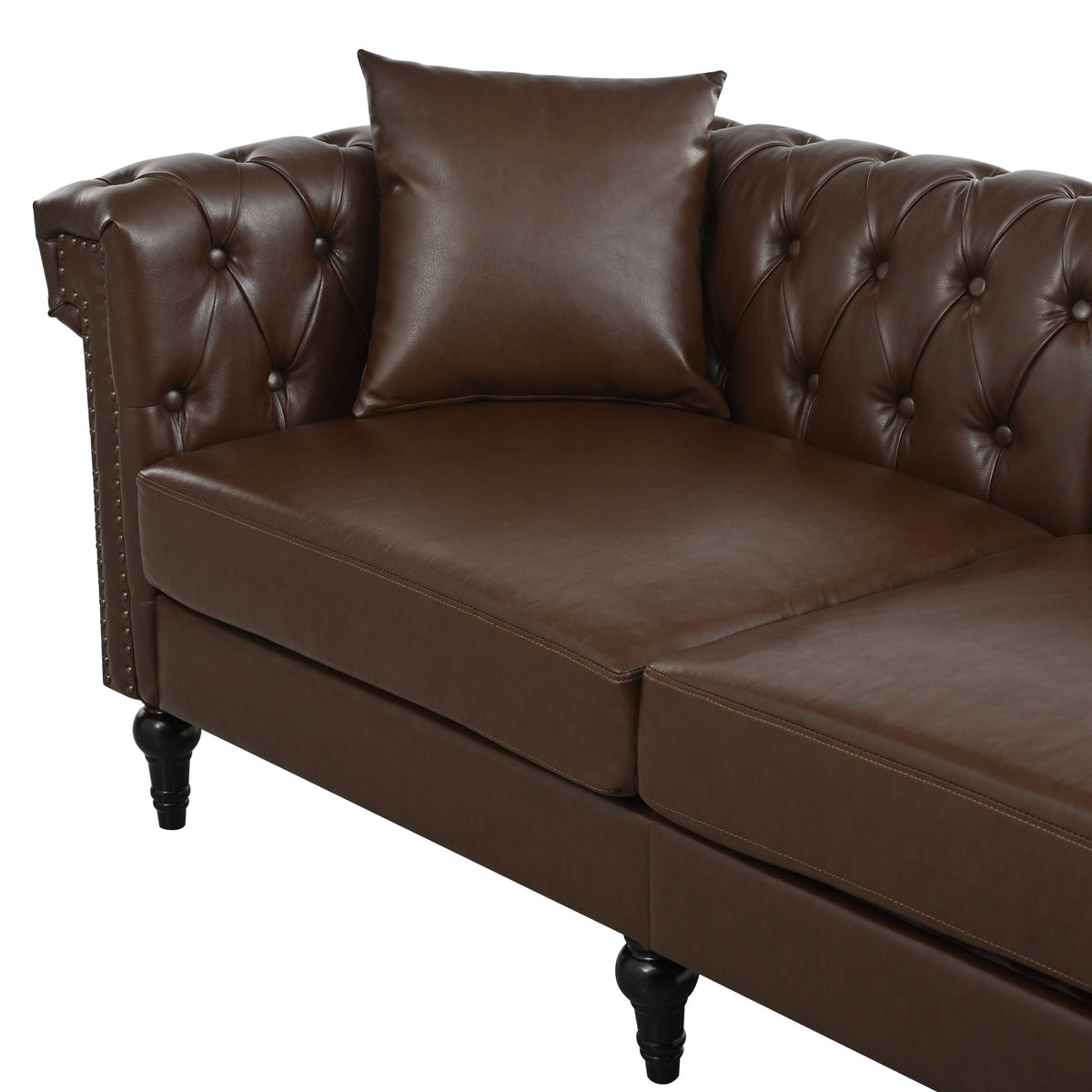 Man Cave 5-Seat Sectional Sofa with Dark Brown PU Leather