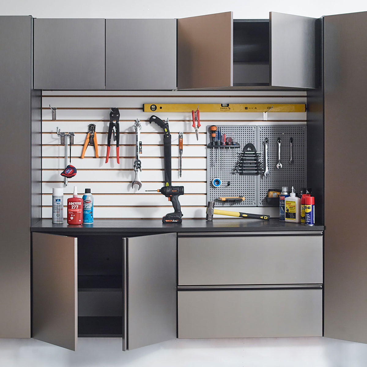 Nova Series Wall-Mounted Garage Cabinet Set C – Metallic Gray