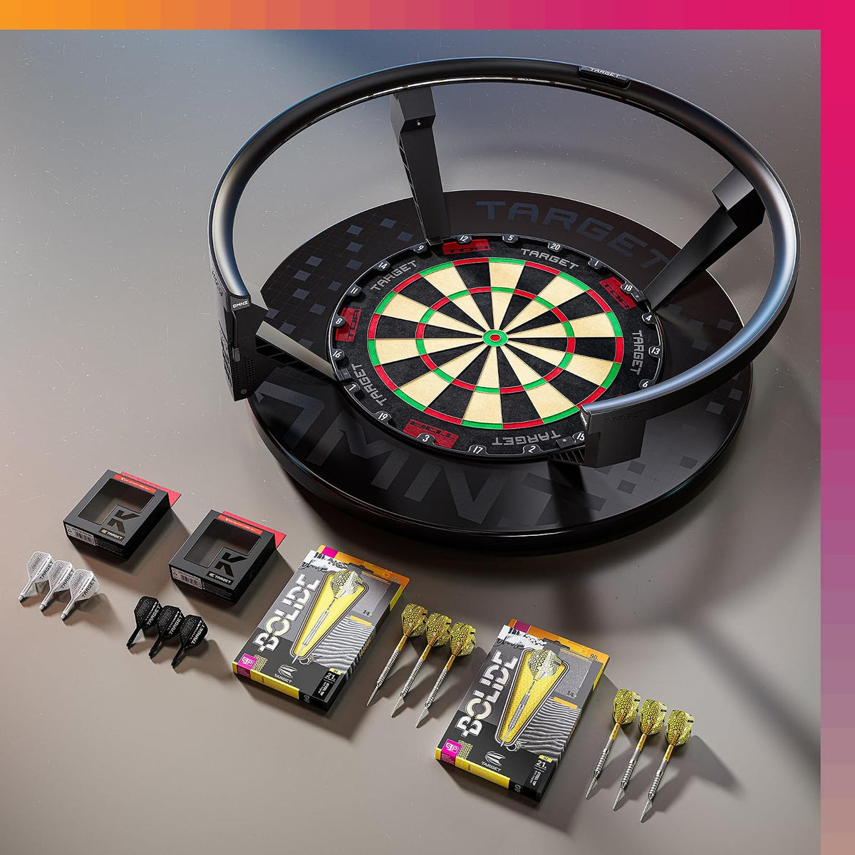 Omni Auto Scoring Camera System Surround LED Light | Automatic Scorer, Magnetic Dartboard Ring Lighting, Records Dart Scores, Fits All Dartboards | Ultimate Home Bundle