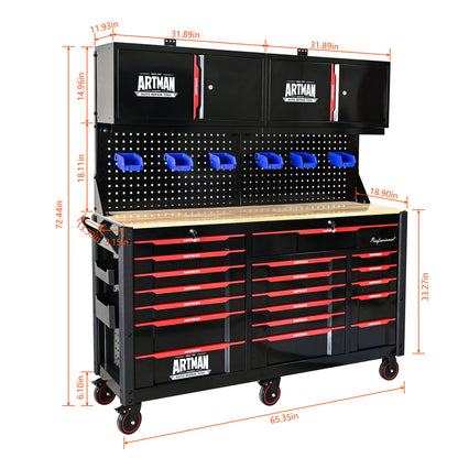 19-Drawer Heavy-Duty Mobile Tool Cart with Locking Wheels