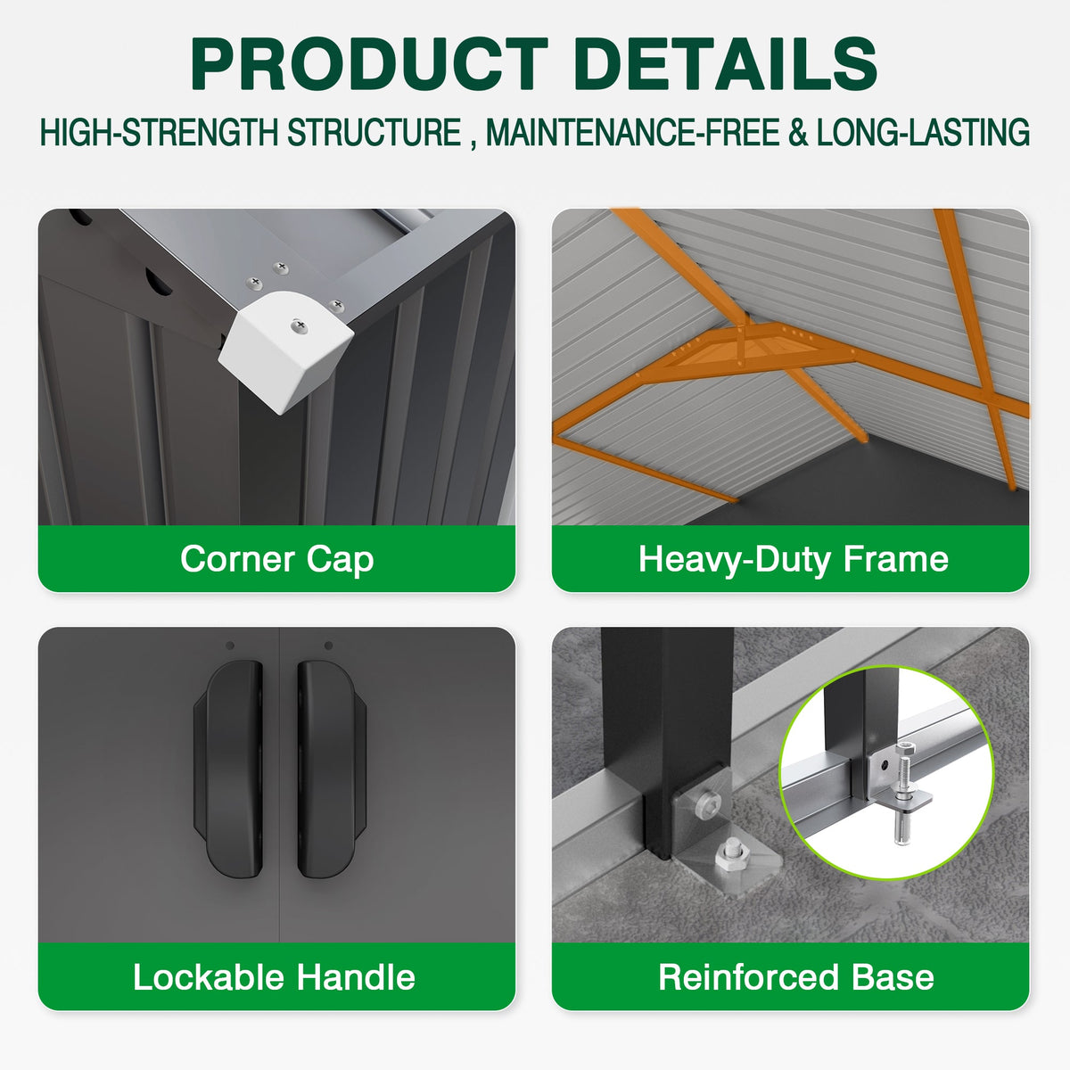 Galvanized Steel Carport with Attached Storage Shed