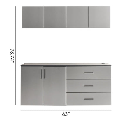 Astro Series - Garage Cabinet Set C With Soft Closing Drawers - Metallic Gray