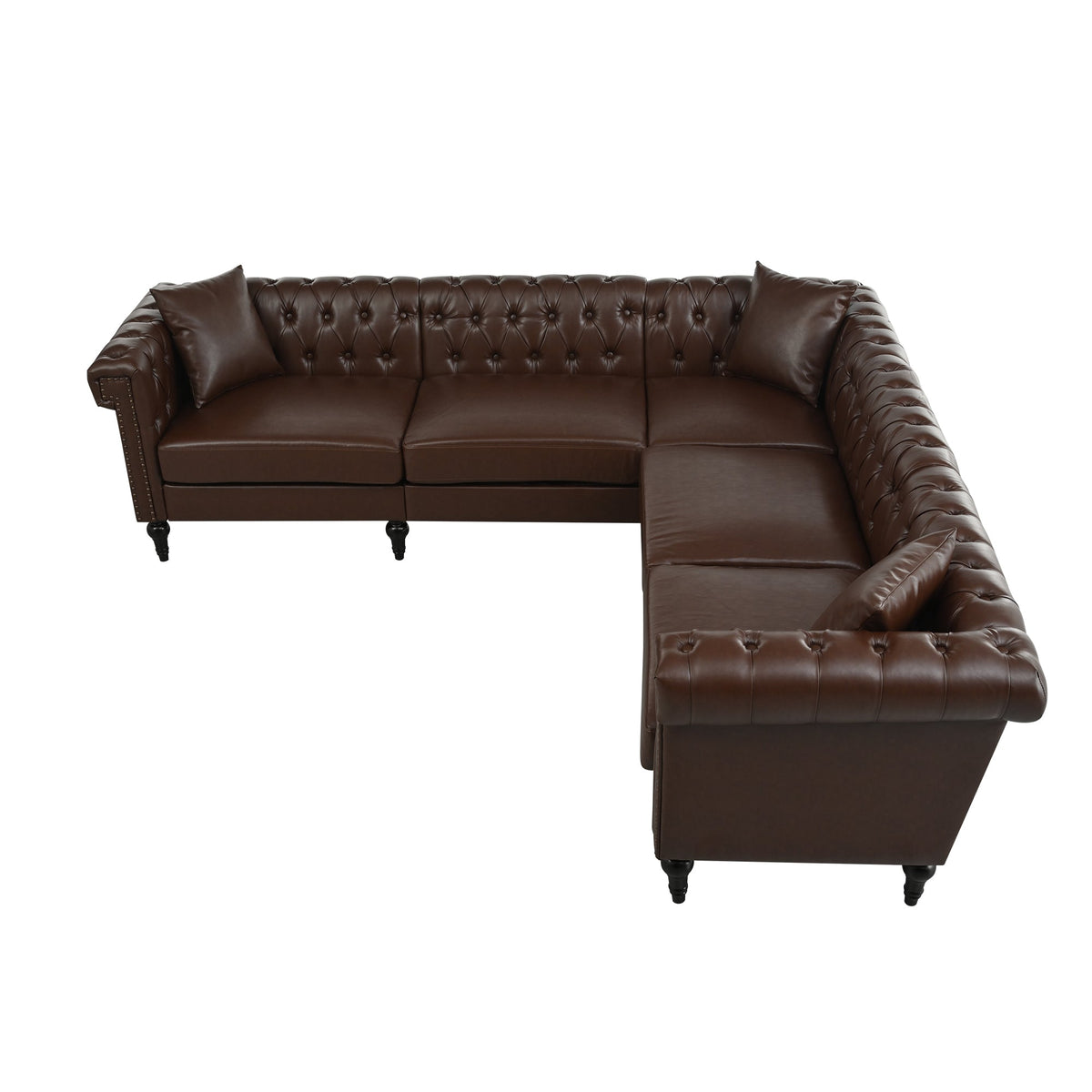 Man Cave 5-Seat Sectional Sofa with Dark Brown PU Leather