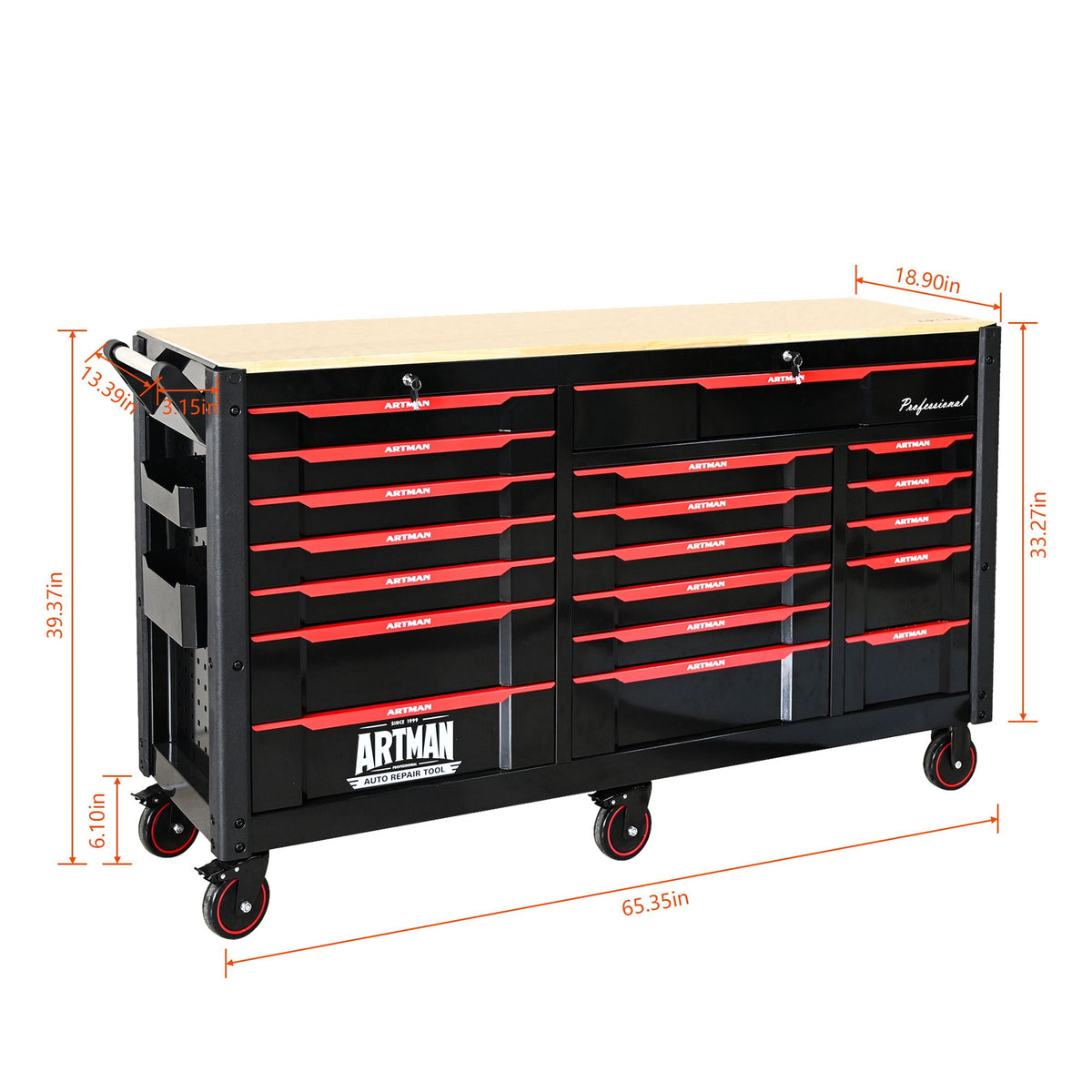 19-Drawer Heavy-Duty Mobile Tool Cart with Locking Wheels