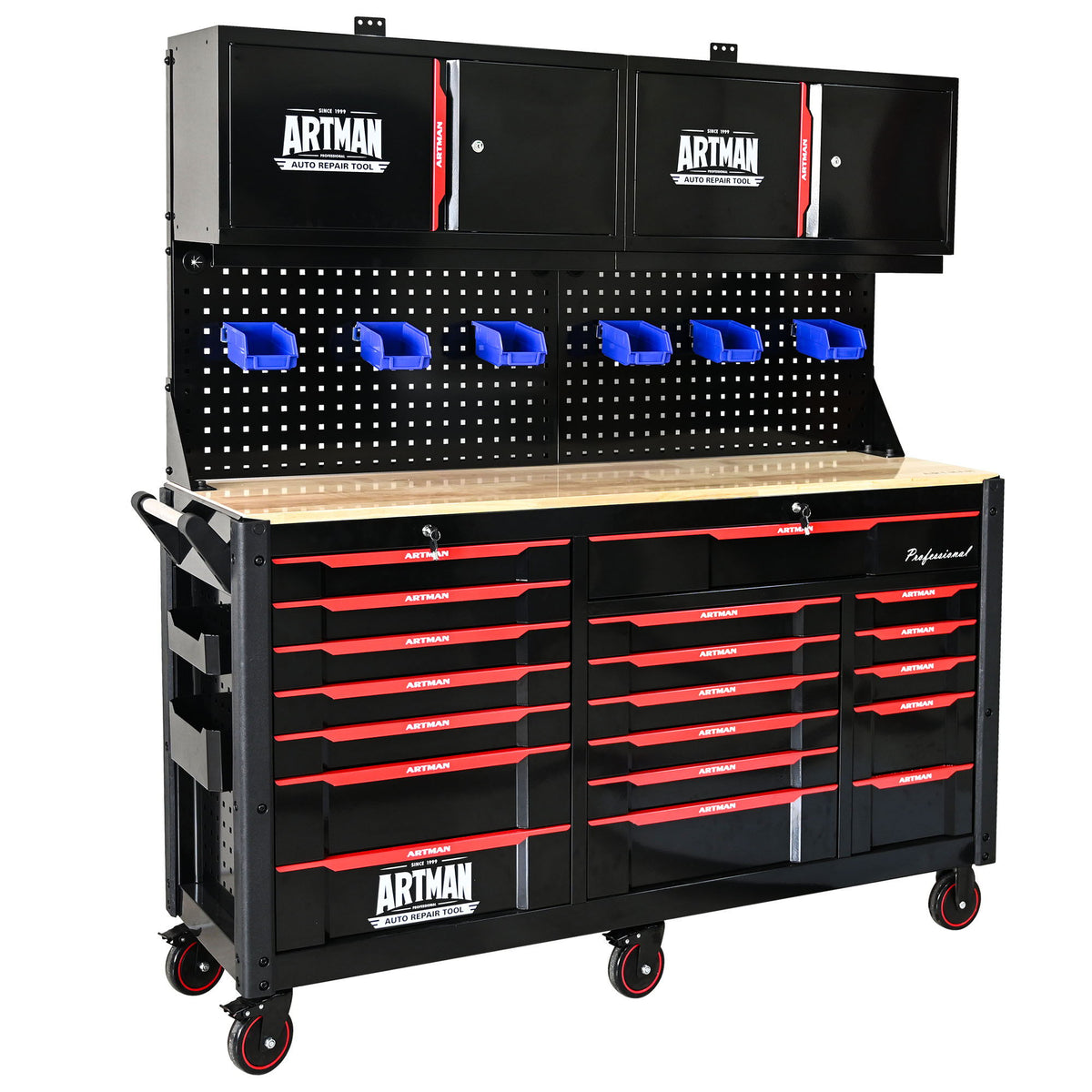 19-Drawer Heavy-Duty Mobile Tool Cart with Locking Wheels