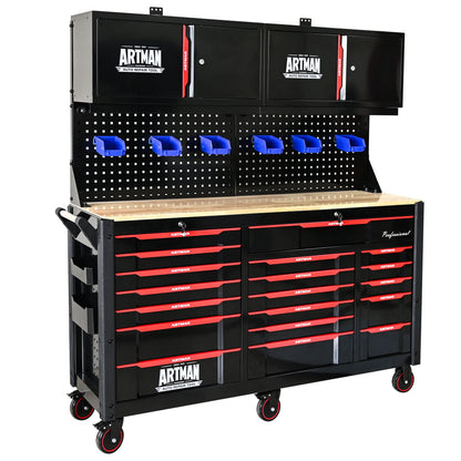 19-Drawer Heavy-Duty Mobile Tool Cart with Locking Wheels