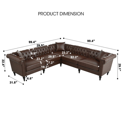 Man Cave 5-Seat Sectional Sofa with Dark Brown PU Leather