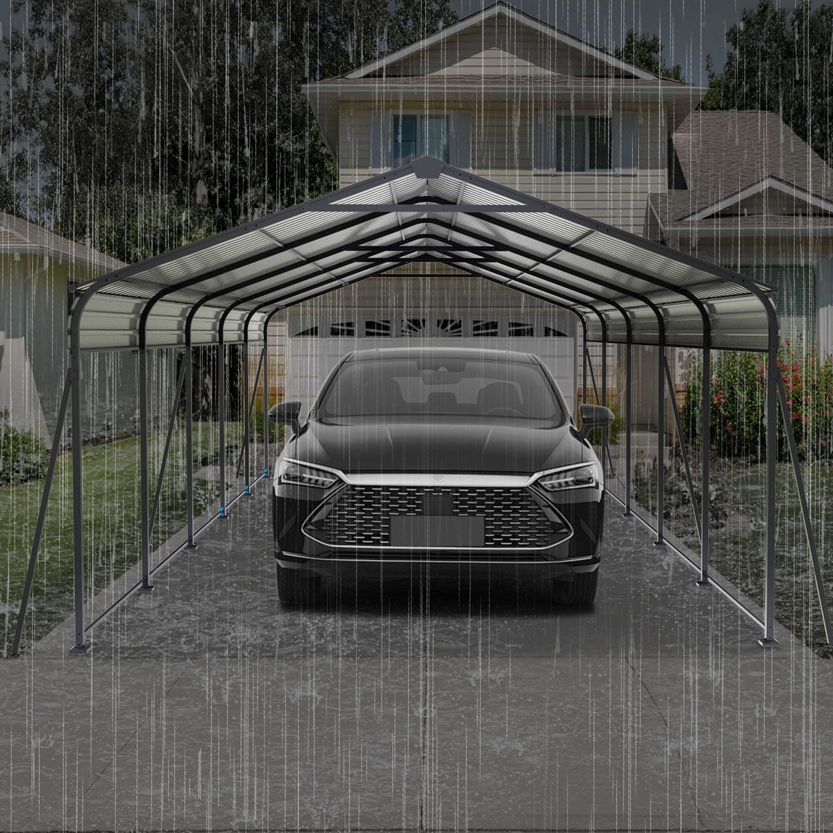 13x26.5-Foot Galvanized Steel Carport – 100 MPH Wind Rating