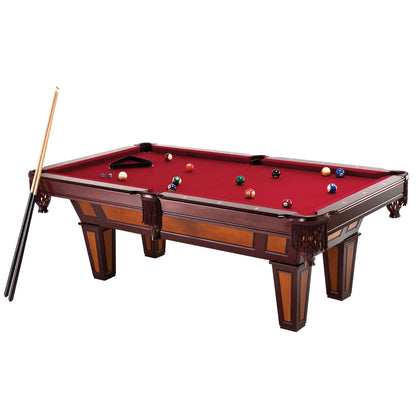 7-Foot Pool Table with Burgundy Wool Cloth &amp; Accuslate Surface