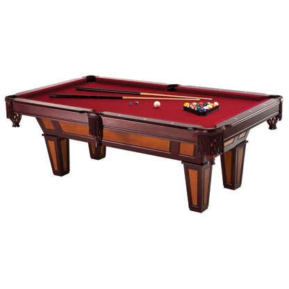 7-Foot Pool Table with Burgundy Wool Cloth &amp; Accuslate Surface