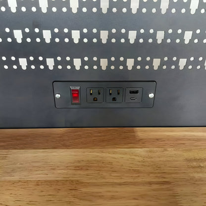 100-Inch Rolling Tool Chest Workstation with Pegboard & Power
