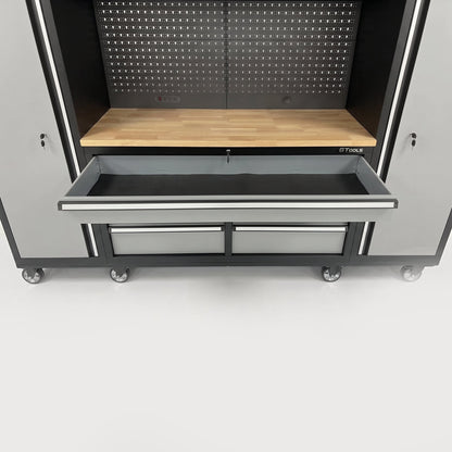 100-Inch Rolling Tool Chest Workstation with Pegboard & Power
