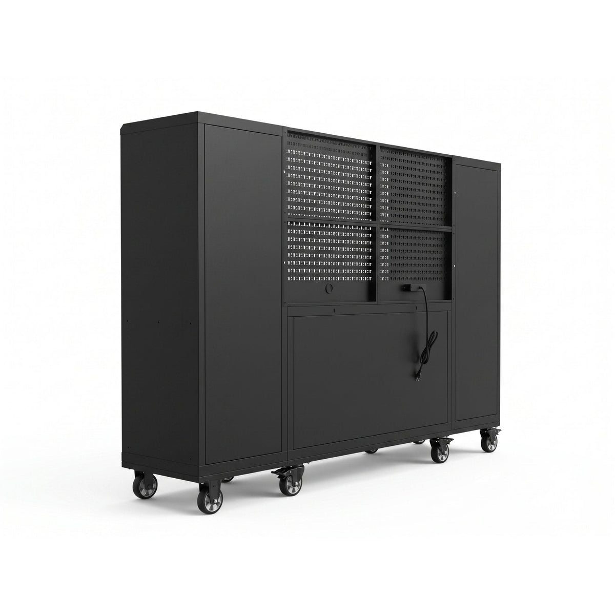 100-Inch Rolling Tool Chest Workstation with Pegboard & Power