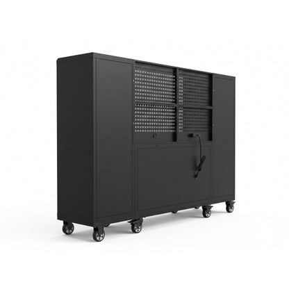 100-Inch Rolling Tool Chest Workstation with Pegboard & Power
