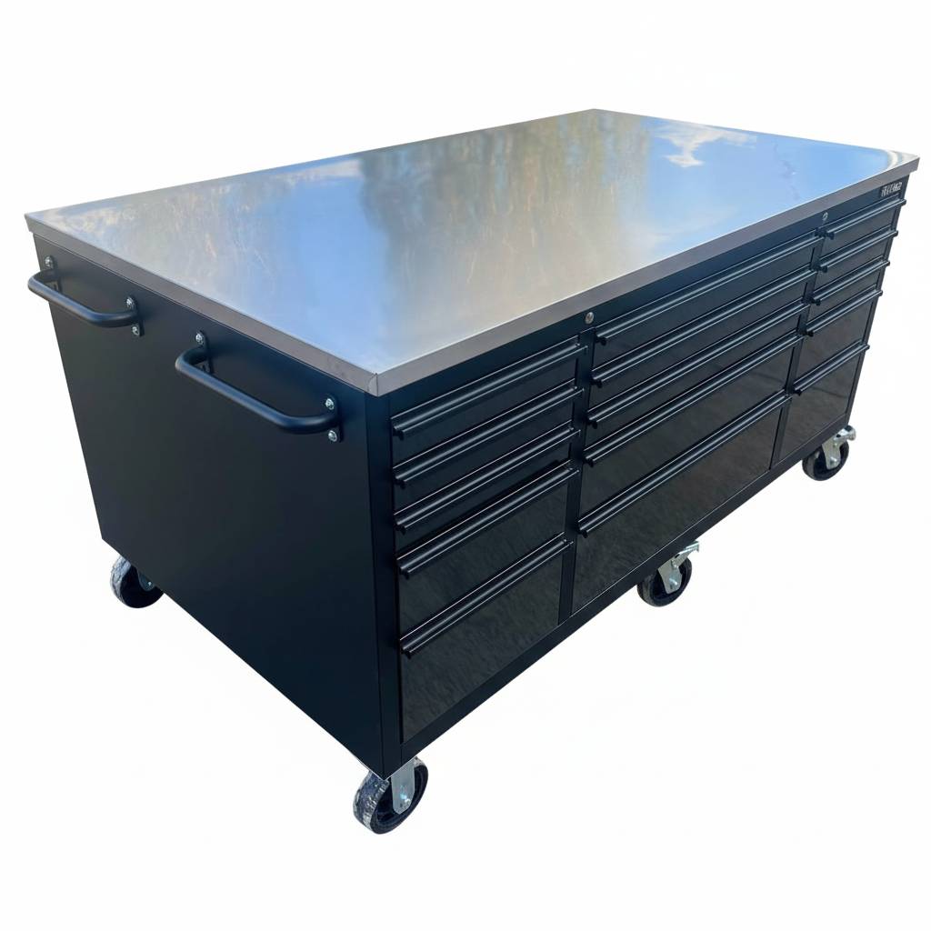 GTools 71-Inch Garage Island Workbench with 15 Drawers