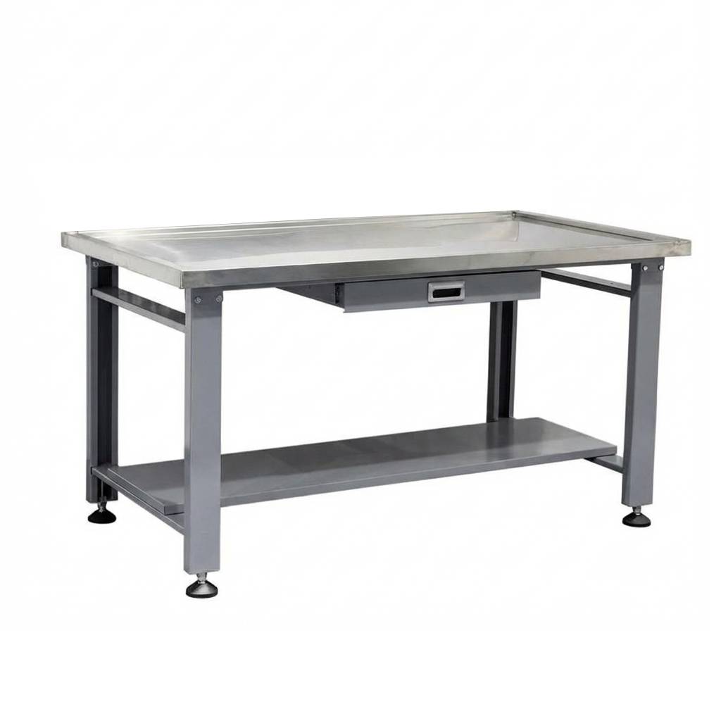 59-Inch Mechanics Workbench with Stainless Steel Top & Drain