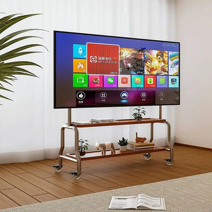 Double-Layer Mobile TV Floor Stand for 32–75 Inch TVs
