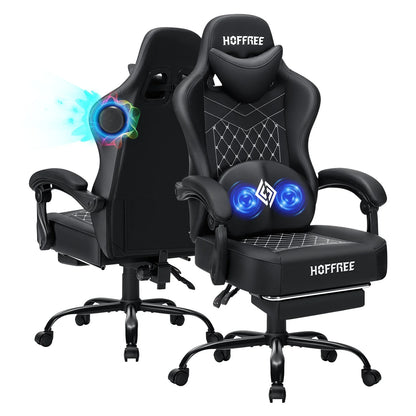 Hoffree 4.2 Gaming Chair with Massage &amp; Bluetooth Speakers
