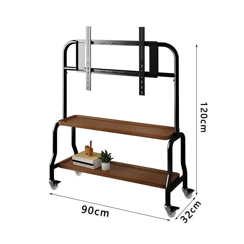 Double-Layer Mobile TV Floor Stand for 32–75 Inch TVs
