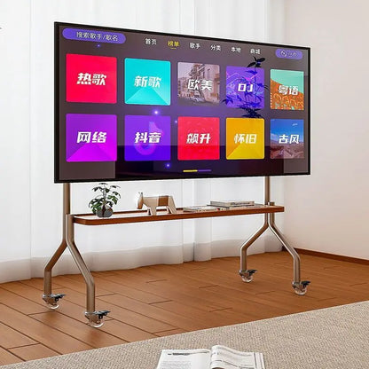 Double-Layer Mobile TV Floor Stand for 32–75 Inch TVs
