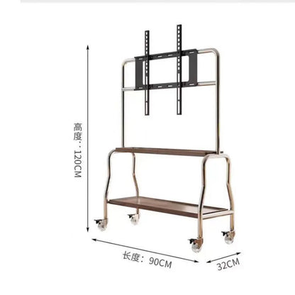 Double-Layer Mobile TV Floor Stand for 32–75 Inch TVs