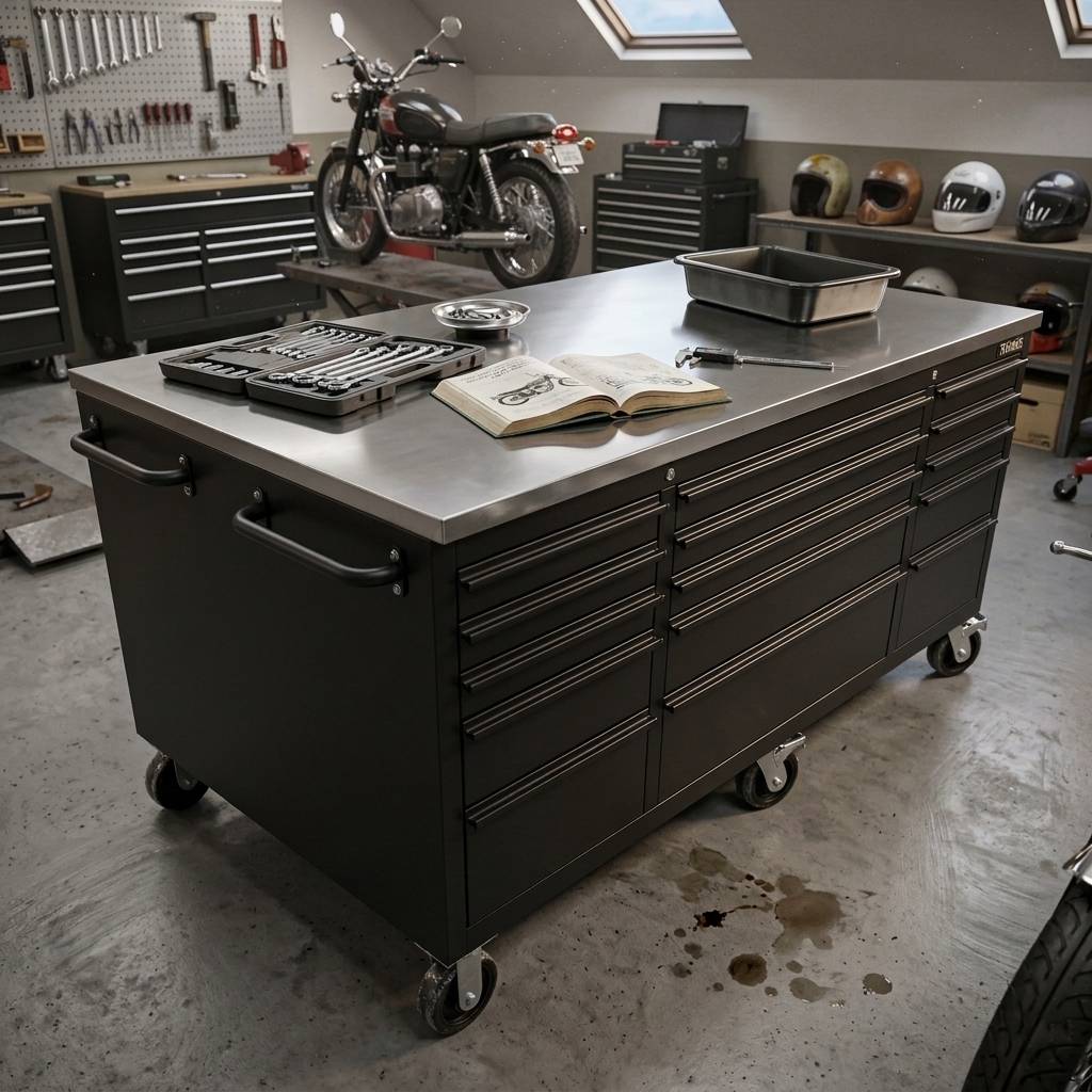 GTools 71-Inch Garage Island Workbench with 15 Drawers