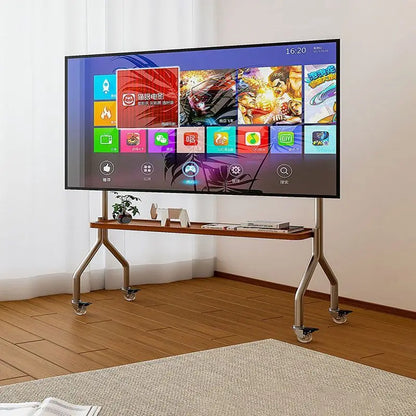 Double-Layer Mobile TV Floor Stand for 32–75 Inch TVs
