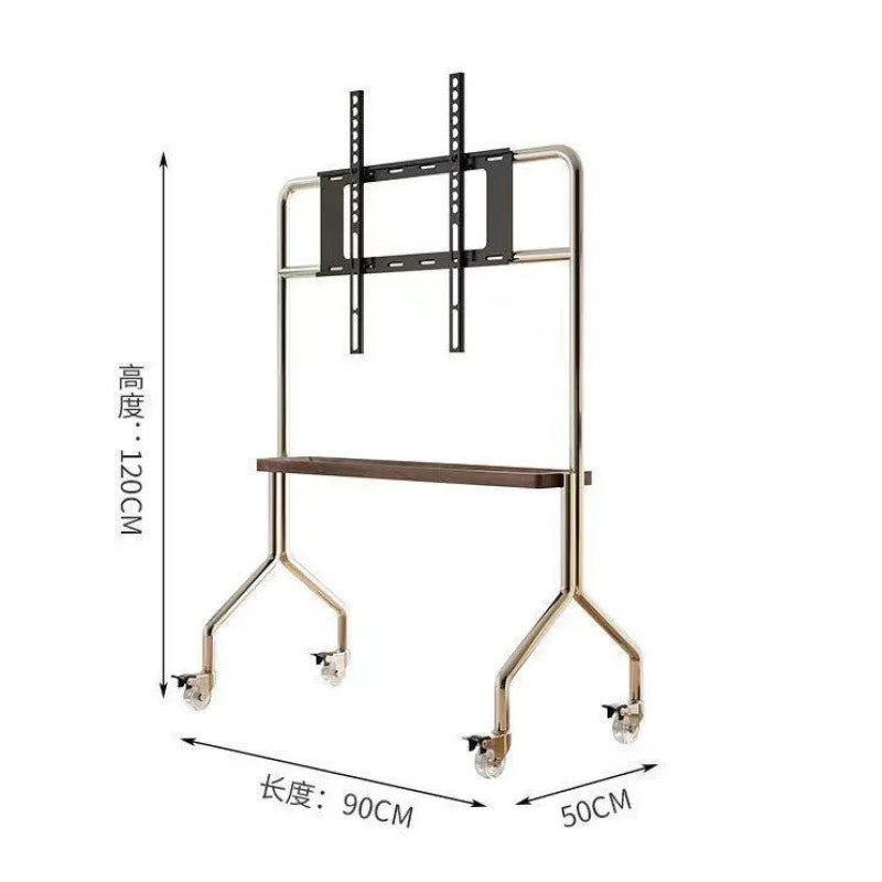 Double-Layer Mobile TV Floor Stand for 32–75 Inch TVs