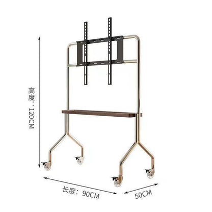 Double-Layer Mobile TV Floor Stand for 32–75 Inch TVs