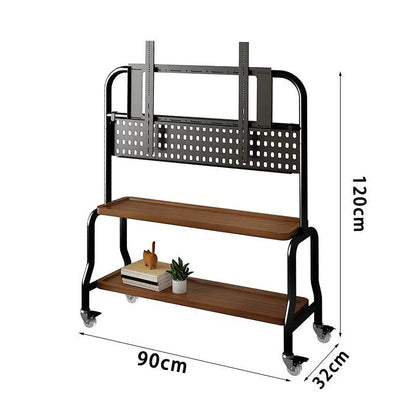 Double-Layer Mobile TV Floor Stand for 32–75 Inch TVs