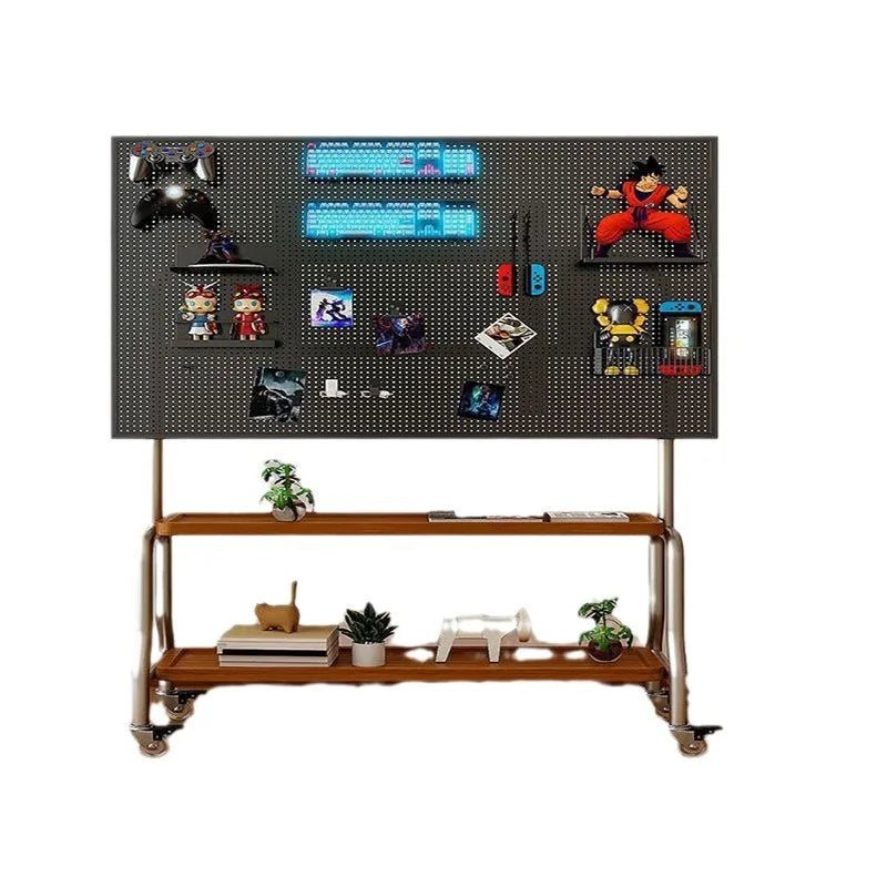 Double-Layer Mobile TV Floor Stand for 32–75 Inch TVs