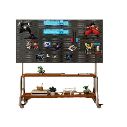 Double-Layer Mobile TV Floor Stand for 32–75 Inch TVs
