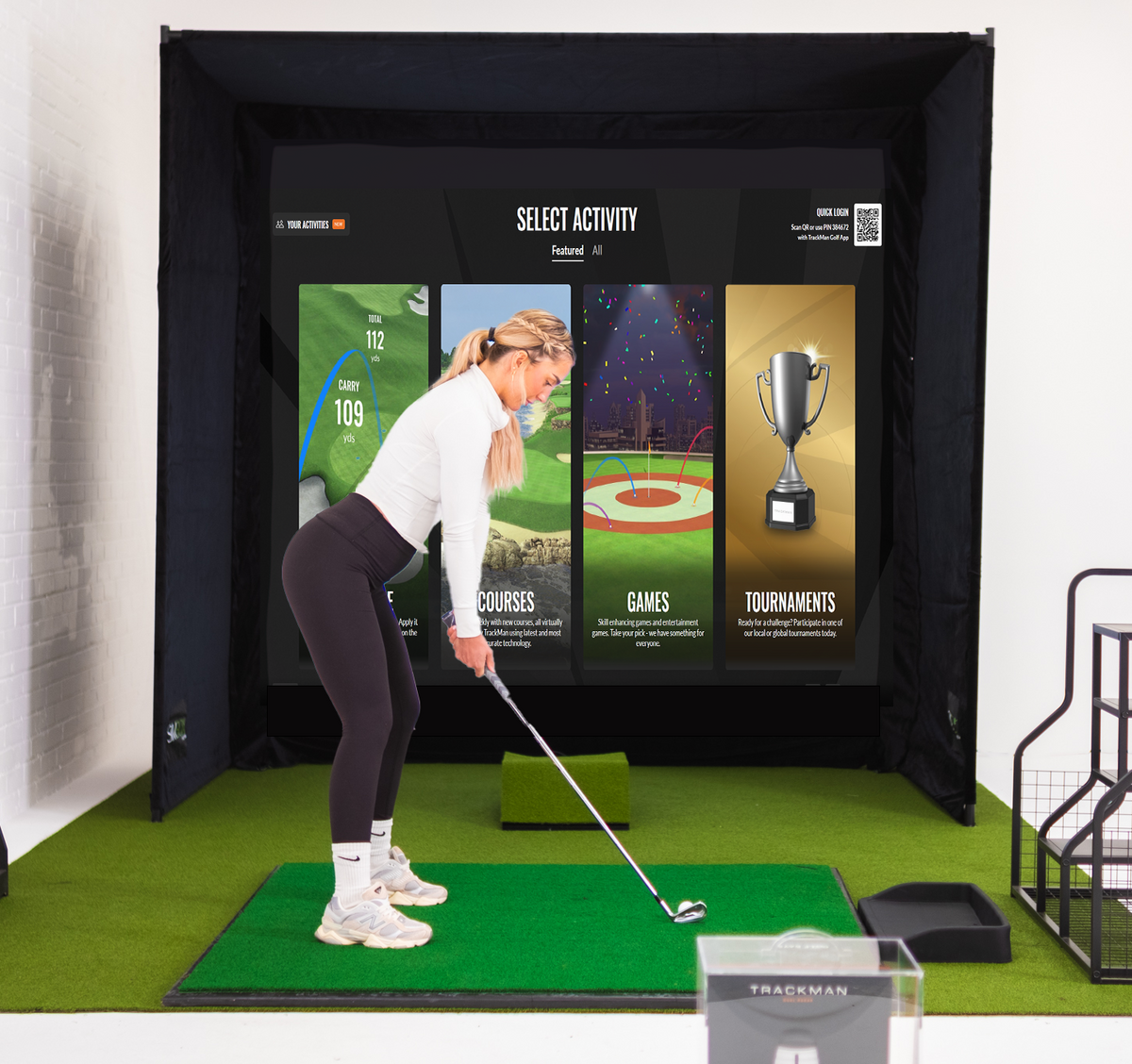 GolfBays SimBox Golf Hitting Enclosure with PRO+ Impact Screen