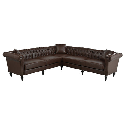 Man Cave 5-Seat Sectional Sofa with Dark Brown PU Leather