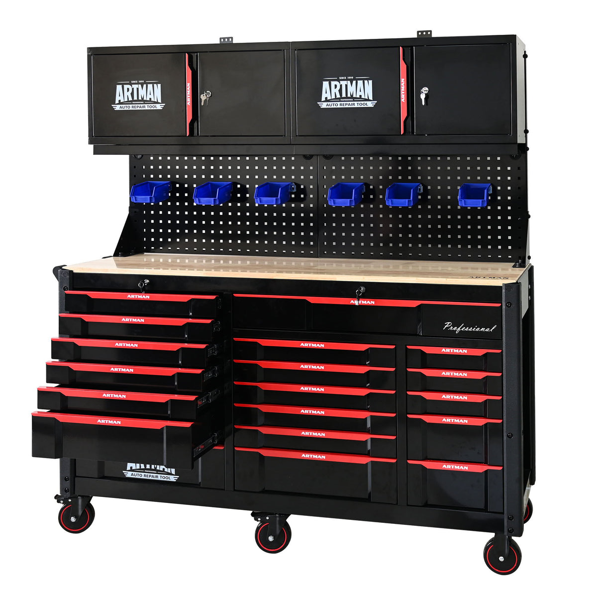 19-Drawer Heavy-Duty Mobile Tool Cart with Locking Wheels