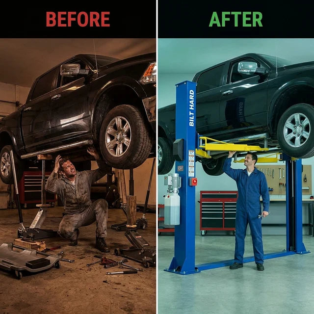 12,000 lb 2-Post Car Lift – 220V 4HP Hydraulic Lift