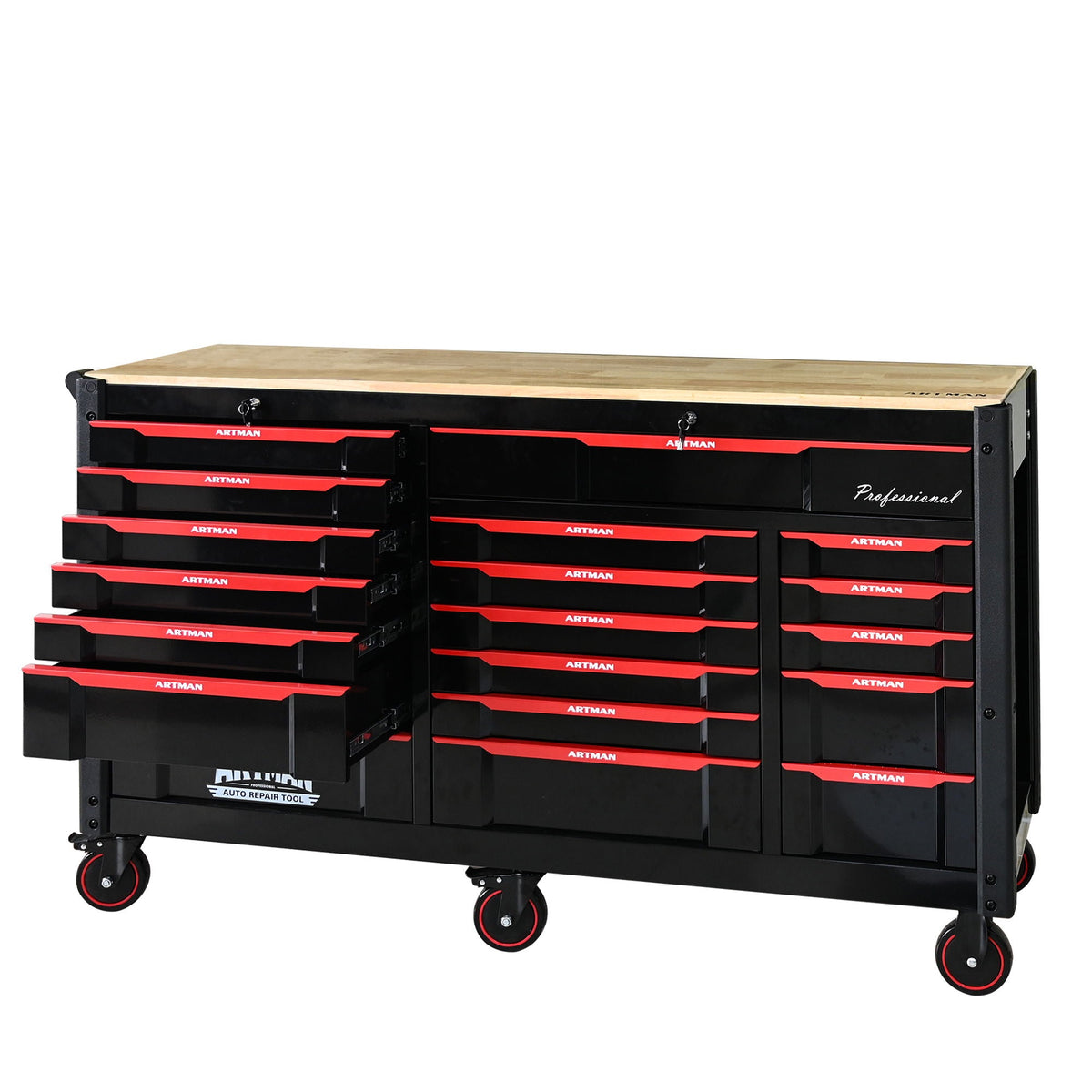 19-Drawer Heavy-Duty Mobile Tool Cart with Locking Wheels