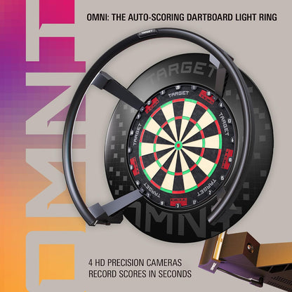 Omni Auto Scoring Camera System Surround LED Light | Automatic Scorer, Magnetic Dartboard Ring Lighting, Records Dart Scores, Fits All Dartboards | Ultimate Home Bundle