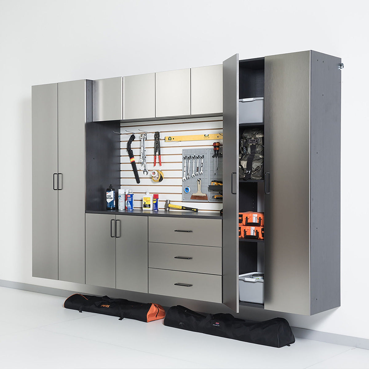 Astro Series - Garage Cabinet Set A With Soft Closing Drawers - Metallic Gray