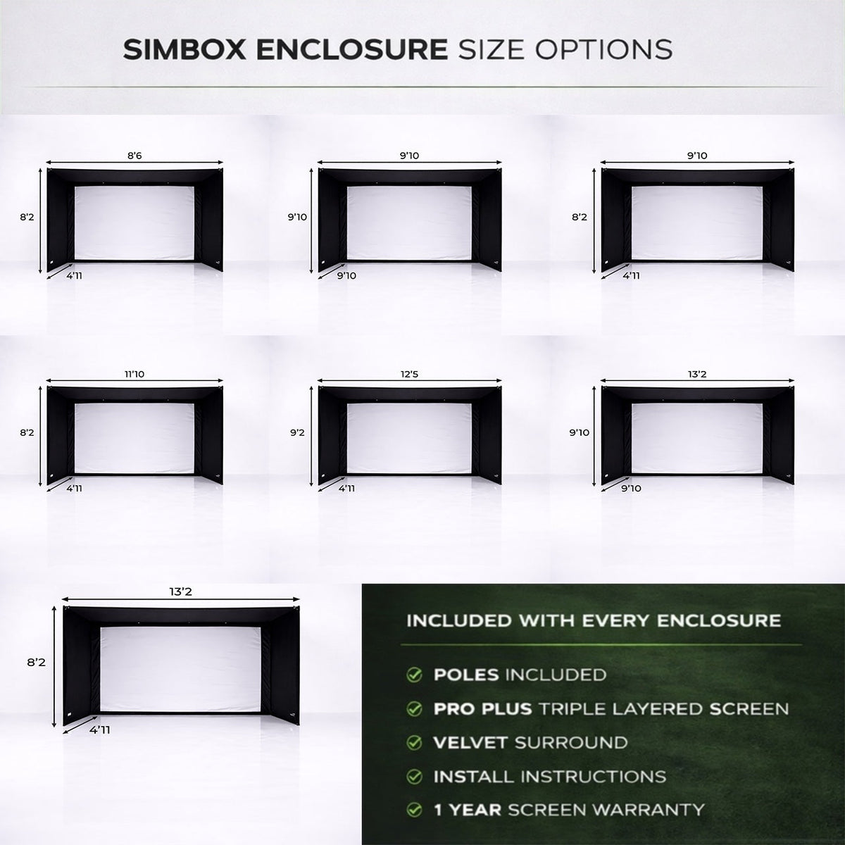 GolfBays SimBox Golf Hitting Enclosure with PRO+ Impact Screen
