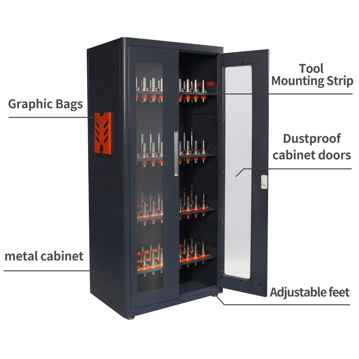 72-Inch Heavy-Duty CNC Tool Cabinet for CAT40/BT40 Tools(SAK38240)