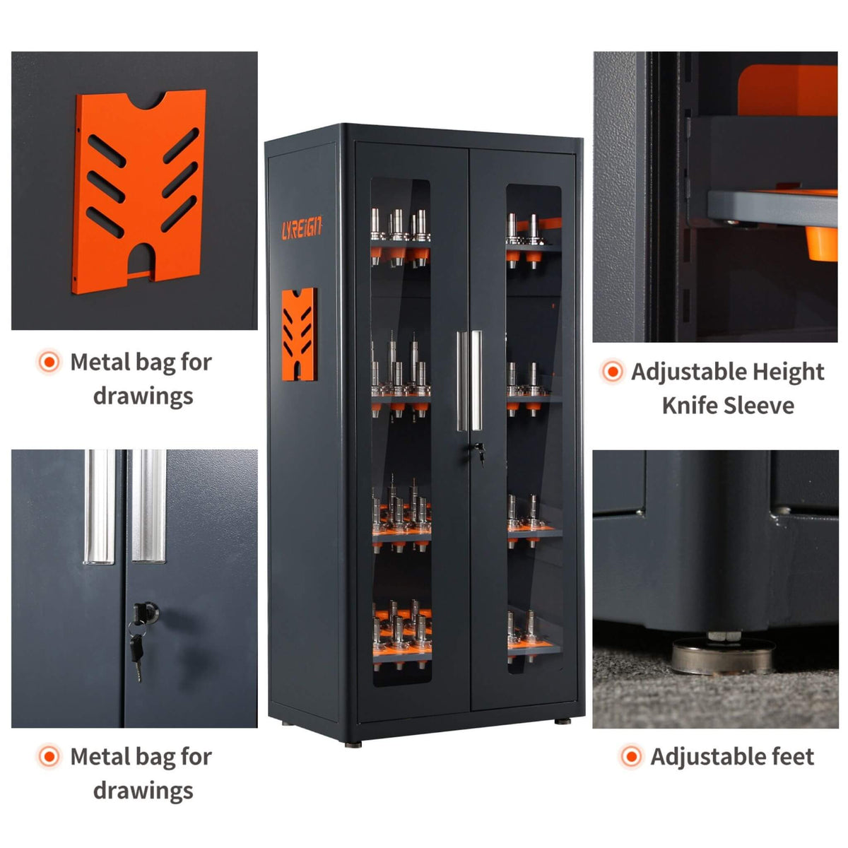 72-Inch Heavy-Duty CNC Tool Cabinet for CAT40/BT40 Tools(SAK38240)