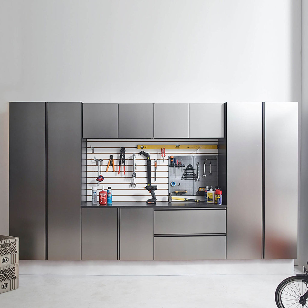 Heavy-Duty Wall-Mounted Garage Cabinet Set – Metallic Gray (SAK24368)